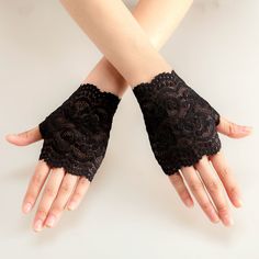 Wristlet Diy, Lace Gloves Black, Tea Party Gloves, Lace Gloves Wedding, Lace Gloves Fingerless, Manset Lengan, Black Lace Gloves, Party Gloves, Gloves Lace