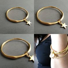 #jewelry #bracelets #bangles #banglebracelet #charmbracelet #goldbracelet #charmbangle #texturedbangle #setofbangles #setofbracelets #goldbangle #starcharm #giftforher #blackfriday Elegant Everyday Bracelets With Star Charm, Handmade Gold Star Bracelets, Handmade Star-shaped Gold Bracelets, Charm Bangle Bracelets For Anniversary, Charm Bangle Bracelet For Anniversary, Everyday Bangle Charm Bracelet, Anniversary Charms Bangle Bracelet, Anniversary Bangle Bracelets With Charms, Star Charm Bracelet