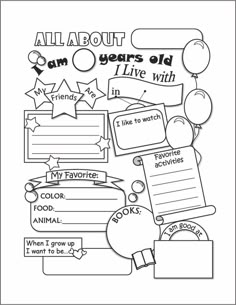 all about me worksheet for kids with pictures and words on the front page