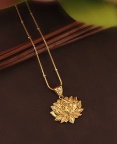 Gold Plated Full Bloom Lotus Necklace - Necklaces Luxury 22k Gold Jewelry For Rituals, Gold Jewelry Bengali, Luxury Gold Bohemian Temple Necklace, Luxury Gold Temple Jewelry Necklace, Lotus Flower Ring Gold, Lotus Design Earrings, Luxury Elegant Temple Necklace Pendant, Luxury Temple Jewelry Danglers For Gift, Luxury Antique Pendant Temple Necklace