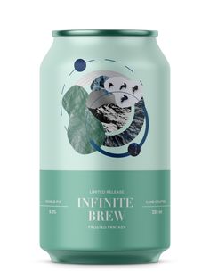 a can of beer with the label infinite brew