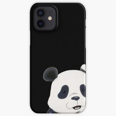 a black and white phone case with a panda bear on it's back cover