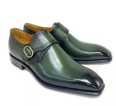 Handmade men green brogue dress shoes, formal office leather shoes for mens | eBay Shoes Formal, Formal Office, Custom Design Shoes, Bespoke Shoes, Monk Strap Shoes, Good Year, Genuine Leather Boots, Leather Dress Shoes, Strap Shoes