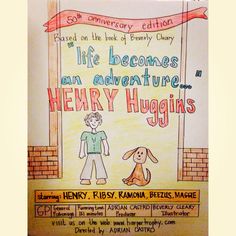 an advertisement for henry hyggins is shown in this drawing from the children's book, life becomes an adventure