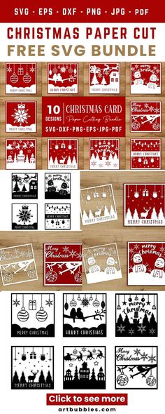 the christmas paper cut bundle is shown in red and white