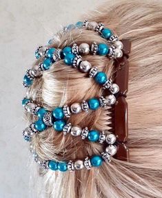 Hairgem 'Ornate Silver and Blue' beaded two combed Hair Accessories for thin or thick Hair, Double Comb with Elastic, Fancy Hair Clip. The fact that Hairgems are secured with two strong, best quality combs, ensures your hair stays in place and looks stunning all day, every day. Hairgem is an innovative way to style your hair in seconds.  Ideal for use in thick, thin, adults and children's hair.  Hairgem can be used to create many different styles that will hold in place all day. Suitable for fin Beaded Hair Combs, Fancy Hair, Hair Clasp, Beaded Hair, Butterfly Hair Clip, Wedding Hair Clips, Fancy Hairstyles, Butterfly Hair, Very Long Hair