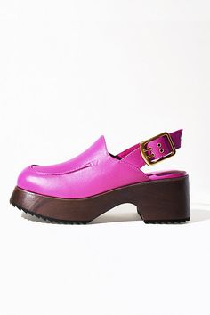 Leather upper, insole Rubber sole Slip-on styling Imported | Carlos Fandango Heels by Charlotte Stone in Pink, Women's, Size: 10, Leather/Rubber at Anthropologie Retro Fashion Outfits, Grandma Fashion, Oxford Platform, Pink Fits