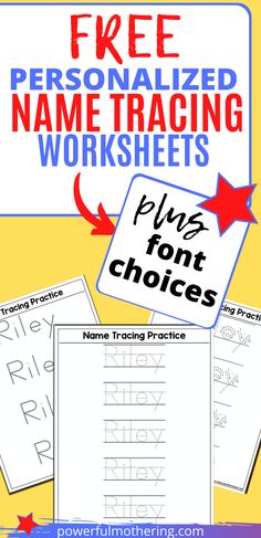 free printable worksheets for kids to practice handwriting and writing with their own name