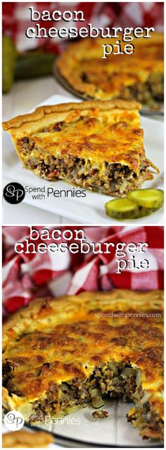 bacon cheeseburger pie with pennies and jalapenos on the side