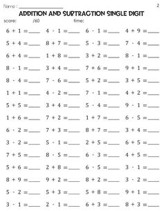 addition and subtraction worksheet for students to practice their math skills with