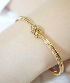 Love Knot Bracelet, Jr Bridesmaid, Honey Jewelry, Textured Bracelet, Modern Gold Jewelry, Cotton Gift