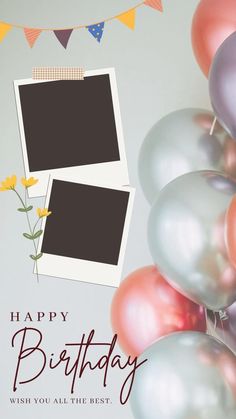 an image of birthday card with balloons and flowers