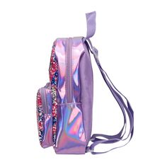 The Limited Too Girl's Mini Backpack is the perfect gift for your stylish young one! It showcases a charming pink sequin design on the front and a captivating purple hologram design on the back. This trendy backpack is not only adorable, but also guaranteed to turn heads wherever your child goes. Its compact size makes it suitable for school, travel, or everyday use, making it an ideal choice for any occasion. Beyond its cool appearance, this mini backpack offers ample space to accommodate all o Trendy Purple Backpack For End Of School Year, Hologram Design, Functional Backpack, Limited Too, Trendy Backpacks, Sequin Design, Trendy Designs, Pink Sequin, Mini Backpack