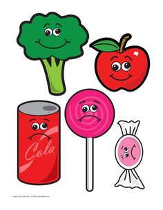 Happy Tooth, Sad Tooth Dental Hygiene School, Cartoon Fruit, English Activities For Kids