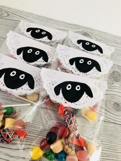 some lollipops with sheep faces on them