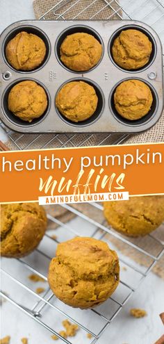 healthy pumpkin muffins on a cooling rack