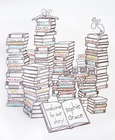 a stack of books with a graduation cap on top and an open book in the middle