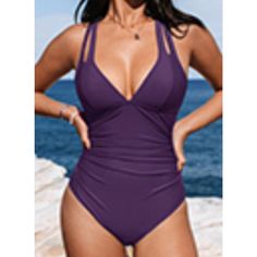 Cupshe Women's One Piece Swimsuit Tummy Control Deep V Neck Double Straps Crisscross Back Tie Bathing Suit New Brand: Cupshe Size: Large Color: Dark Purple Department: Women See Pictures For Conditions, If You Have Any Questions Feel Free To Message Me! One Piece For Women, Dark Purple, Deep V Neck, Deep V, Bathing Suit, Womens Swim, One Piece Swimsuit, Bathing Suits, Womens Sizes