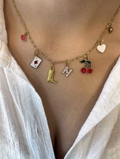 Italian Vibes, Fruit Summer, Winter Bear, Gold Charm Necklace, Pendent Necklace, Charm Necklaces