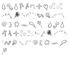 various hand drawn doodles on white paper