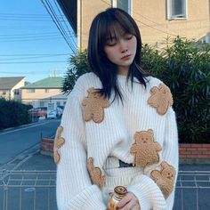 Bear Kawaii, Teddy Bear Sweater, Kawaii Sweater, Bear Sweater, Jumper Style, Japanese Harajuku, Cotton Decorations, Winter Pullover, Cute Teddy Bears