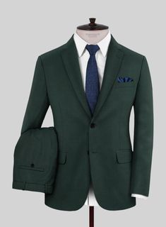 Update your ceremonial attire with the Napoleon Intense Green Wool Suit and be ready to grab everyone's attention. This solid green suit, made from a wool blend, will be a smart investment for an elegant look that will turn heads and make a lasting impression.  Look Includes    Napolean     Intense     Green     Wool    Two Button Jacket Style  Notch Lapel   Horn Royal Black  Buttons  Single Vent  Three Cuff Buttons  Two Welted Back Pockets on Trousers   You can change the look during customizat Luxury Green Single-breasted Suit, Luxury Green Wool Suits, Luxury Green Wool Sport Coat, Green Wool Suit, Grey Tweed Suit, Herringbone Tweed Jacket, White Linen Suit, Green Velvet Jacket, Peaky Blinders Suit