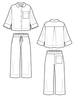 Closet Core Patterns, Full Bust Adjustment, Pajama Pattern, Flat Sketches, Cuffed Sleeve, Paper Sewing Patterns, Flats Patterns, Sewing Blogs