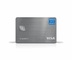 a silver visa card with the word world of hyatte on it's front