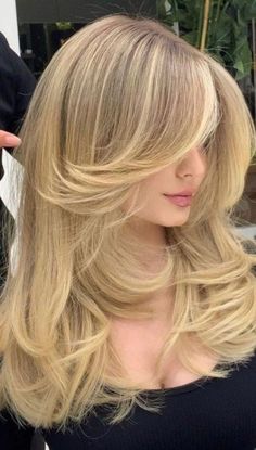 15 Butterfly Haircuts – Stylish Hair Ideas Bardot Fringe Long Hair, Lot Of Layers Haircut Long, Layered Long Shag Hairstyles, Sabrina Carpenter Haircut Layers, Highlighted Fringe, Princess Haircuts, Bridget Bardot Haircut, Sabrina Haircut, Feathered Fringe Hairstyle