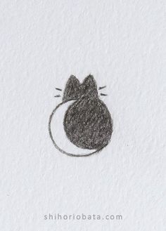 a black and white drawing of a cat with its head in the shape of a mouse