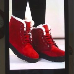 Womens Winter Thermal Snow Boots Warm Plush Lined Lace Up Snow Boots, Colors Maroon, Black And Blue Casual High Heel Lace-up Boots For Winter, Casual Flat Heel Platform Boots For Winter, Winter Suede Platform Lace-up Boots, Casual Winter Platform Boots, Trendy Red Lace-up Boots For Winter, Casual Ankle-high Platform Boots For Winter, Red High-top Lace-up Boots For Winter, Suede Platform Lace-up Boots, Red Casual Platform Boots For Winter