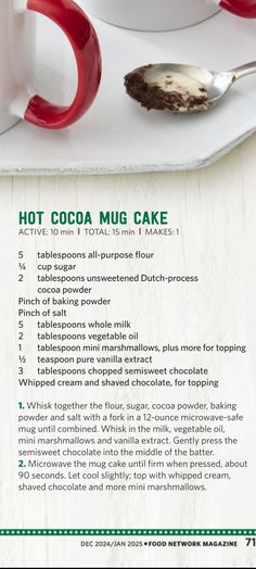 a recipe for hot cocoa mug cake