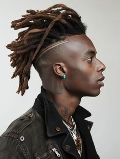 22 Top Short Dreadlock Hairstyles for Men: Modern and Traditional Looks Short Dreads Styles, Loc Styles Medium, Afro Twists, Mohawk Dreads, Mens Ponytail Hairstyles, Short Dread Styles, Alt Guys