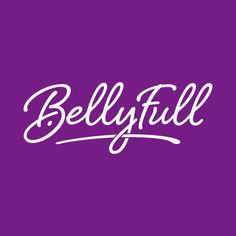 the word bellyfull written in white on a purple background