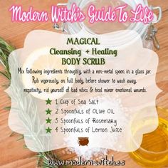 Witchcraft Healing, Spiritual Cleansing Bath, Body Scrub Recipe, Bath Recipes, Healing Spells, Magic Herbs, Diy Body Scrub