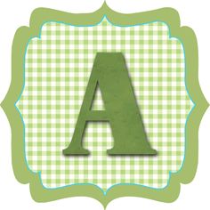 a green and white checkered background with the letter a