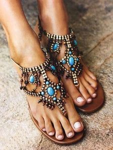 Rebecca Gayheart, Beaded Flip Flops, Boho Sandals, Beaded Flats, Womens Sandals Summer, Flats Sandals, Flip Flop Shoes, Casual Slippers, Casual Date