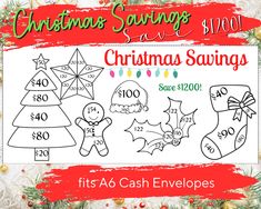 christmas savings sign with stockings and stockings on it