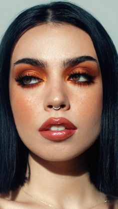 Nov 24, 2020 - This Pin was discovered by Graceless Heart. Discover (and save!) your own Pins on Pinterest Bottom Lash Eyeliner Looks, Red 70s Makeup, Monochrome Eye Makeup, Bold Orange Eye Makeup, Makeup For Round Eyes Eyeshadows, 70s Inspired Wedding Makeup, Dark Orange Eyeshadow Looks, Rust Colored Makeup, Black And Orange Makeup Looks