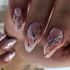 Luxury Nails Classy, Short Coffin Nails Designs, Elegant Touch Nails, Art Deco Nails, Manicure Nail Designs, Gel Acrylic Nails, Stylish Nails Designs, Galaxy Nails, Lines On Nails