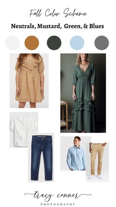 the fall color scheme for neutrals, mustard, green and blues