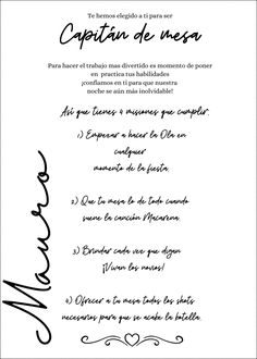 a black and white menu with the words captain de messa written in cursive writing