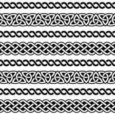 a set of black and white celtic patterns