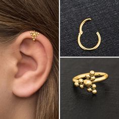 three different types of ear piercings