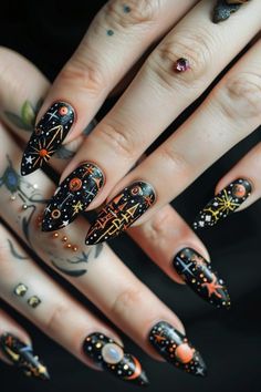 Unleash your inner witch with these spellbook-inspired nails! 🖤📚 Featuring mystical symbols, arcane scripts, and enchanted designs, these nails are perfect for casting some serious style spells. 💅✨ #AncientSpellbook #MysticalMani #MagicNails White Manicure, Perfect Manicure