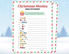 a christmas movie worksheet with the words'merry movies'in red, green and white