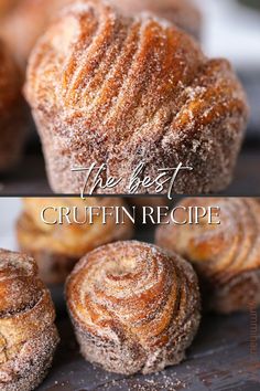 croissants with powdered sugar on top and the words, the best cruftin recipe