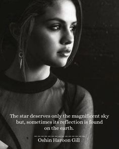 a woman in black and white with a quote on it