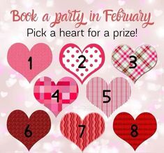 valentine's day party in february pick a heart for a prize 1 3 4 5 6