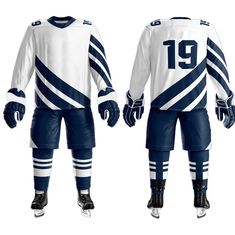 an ice hockey jersey with the number 19 on it and two hands in each hand